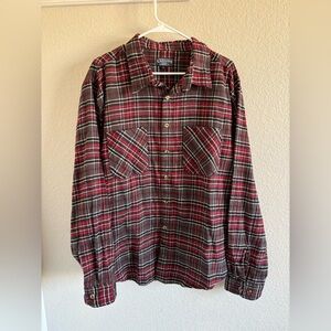 Canyon Creek Red and Brown Men's Plaid Flannel Long Sleeve Button Down Shirt